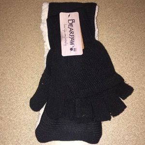 Women’s Sherpa headband and pop top gloves - Black